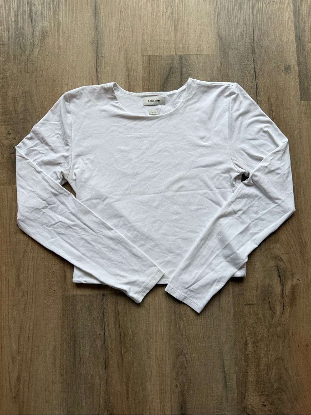 Babaton White Long-Sleeve Crop Top